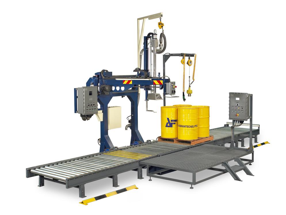 搖臂式灌裝機-全自動液體灌裝-一鍵式操作，適合噸桶、IBC桶、200升桶