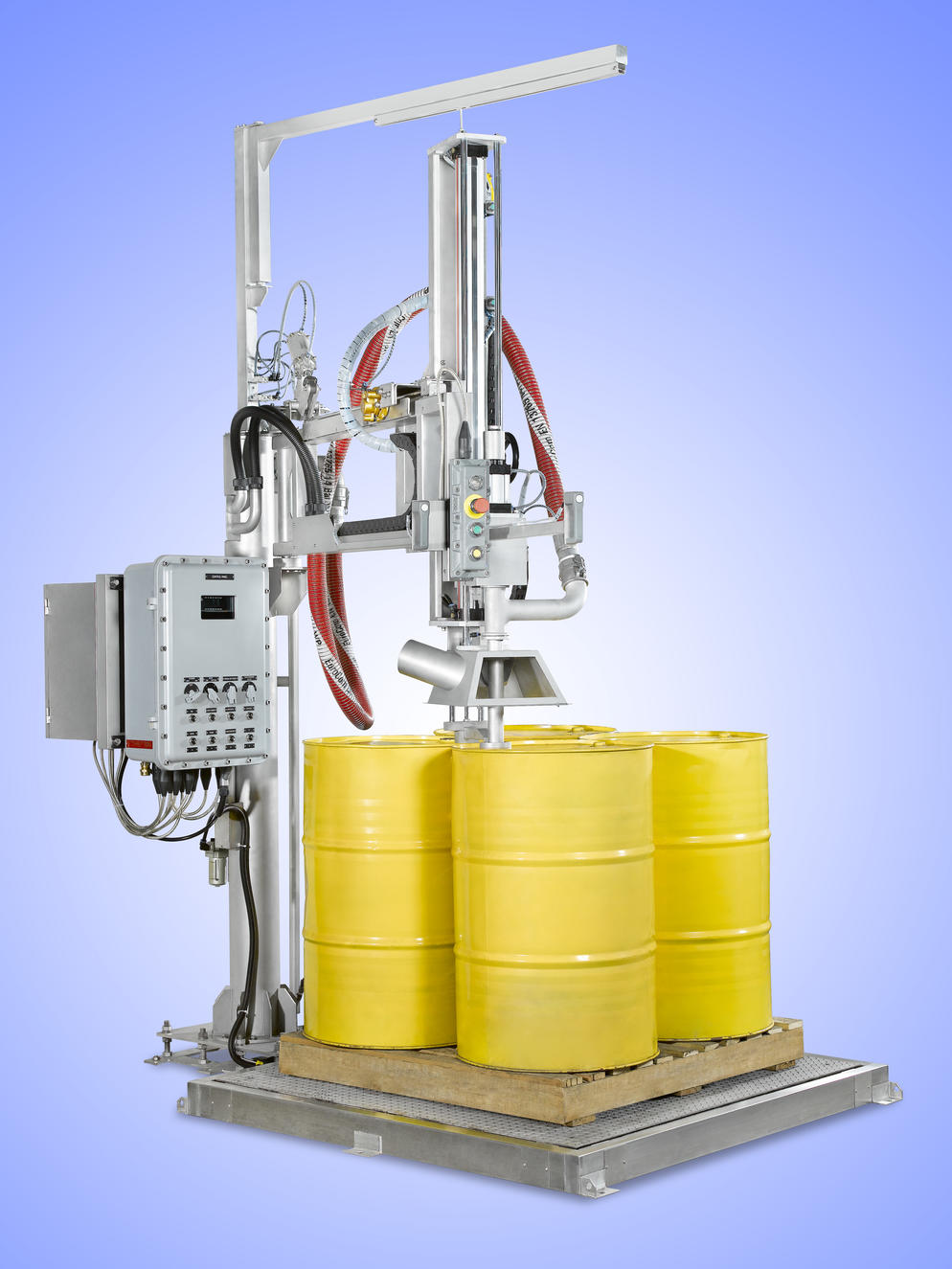 印染助劑灌裝機_1000升/IBC/噸桶搖臂式灌裝機-一站式解決方案